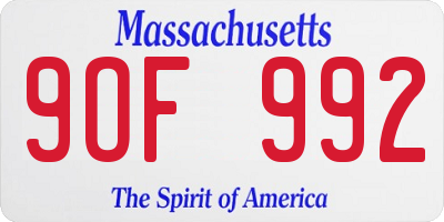MA license plate 9OF992