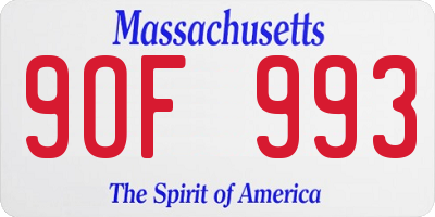 MA license plate 9OF993