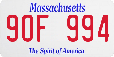 MA license plate 9OF994