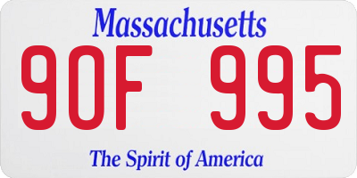 MA license plate 9OF995