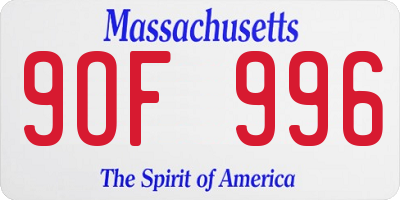 MA license plate 9OF996