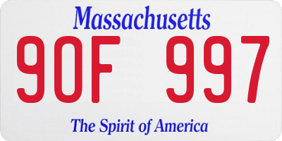 MA license plate 9OF997