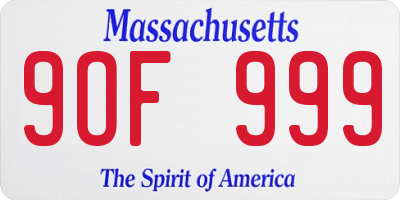 MA license plate 9OF999