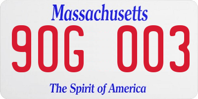 MA license plate 9OG003