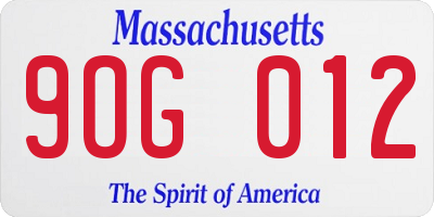 MA license plate 9OG012