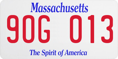 MA license plate 9OG013