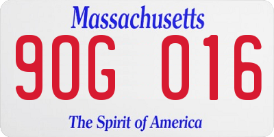 MA license plate 9OG016