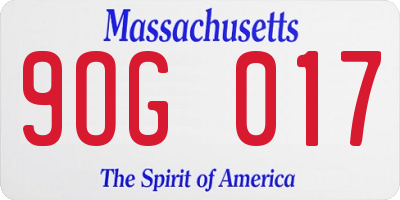 MA license plate 9OG017