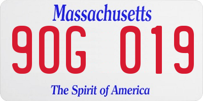 MA license plate 9OG019