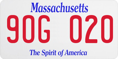 MA license plate 9OG020