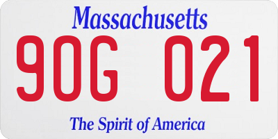 MA license plate 9OG021