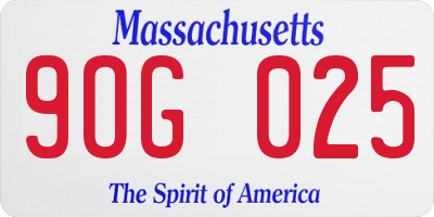 MA license plate 9OG025