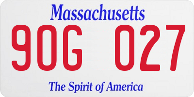 MA license plate 9OG027