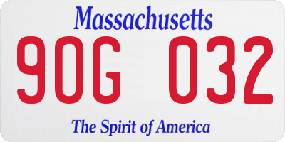 MA license plate 9OG032