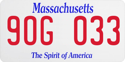 MA license plate 9OG033