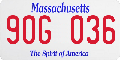 MA license plate 9OG036