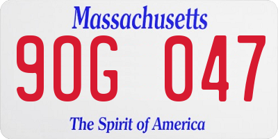 MA license plate 9OG047