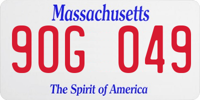 MA license plate 9OG049