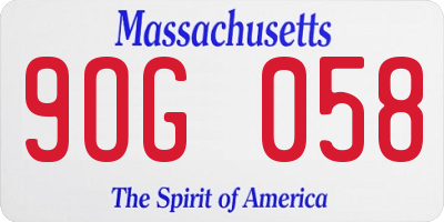 MA license plate 9OG058