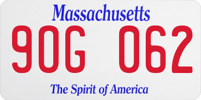 MA license plate 9OG062