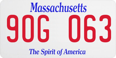 MA license plate 9OG063