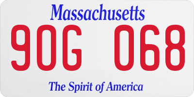 MA license plate 9OG068