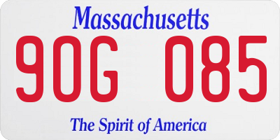 MA license plate 9OG085