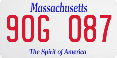 MA license plate 9OG087