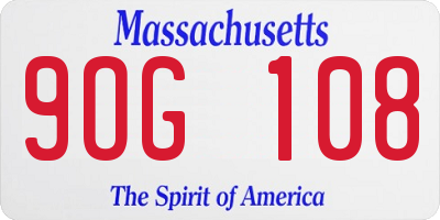 MA license plate 9OG108