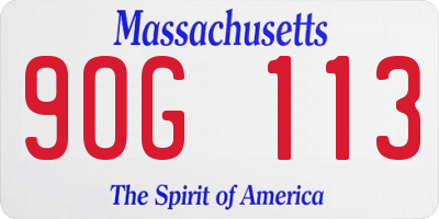MA license plate 9OG113
