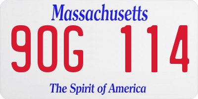 MA license plate 9OG114