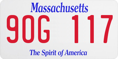 MA license plate 9OG117