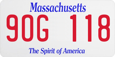 MA license plate 9OG118
