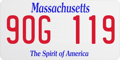 MA license plate 9OG119