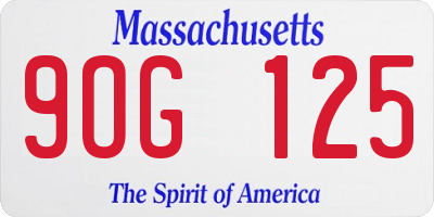 MA license plate 9OG125