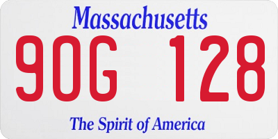 MA license plate 9OG128