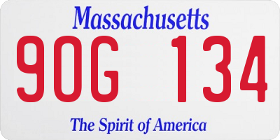 MA license plate 9OG134
