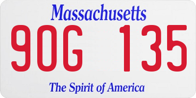 MA license plate 9OG135