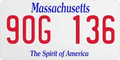 MA license plate 9OG136