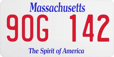 MA license plate 9OG142