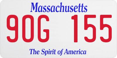 MA license plate 9OG155