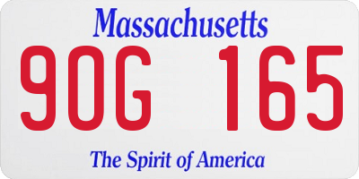 MA license plate 9OG165