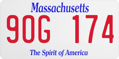 MA license plate 9OG174
