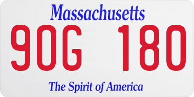 MA license plate 9OG180