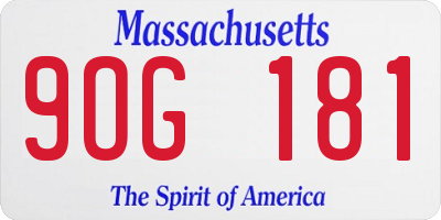 MA license plate 9OG181