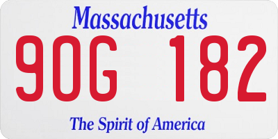 MA license plate 9OG182