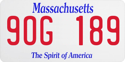 MA license plate 9OG189