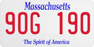 MA license plate 9OG190