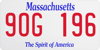 MA license plate 9OG196
