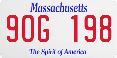 MA license plate 9OG198